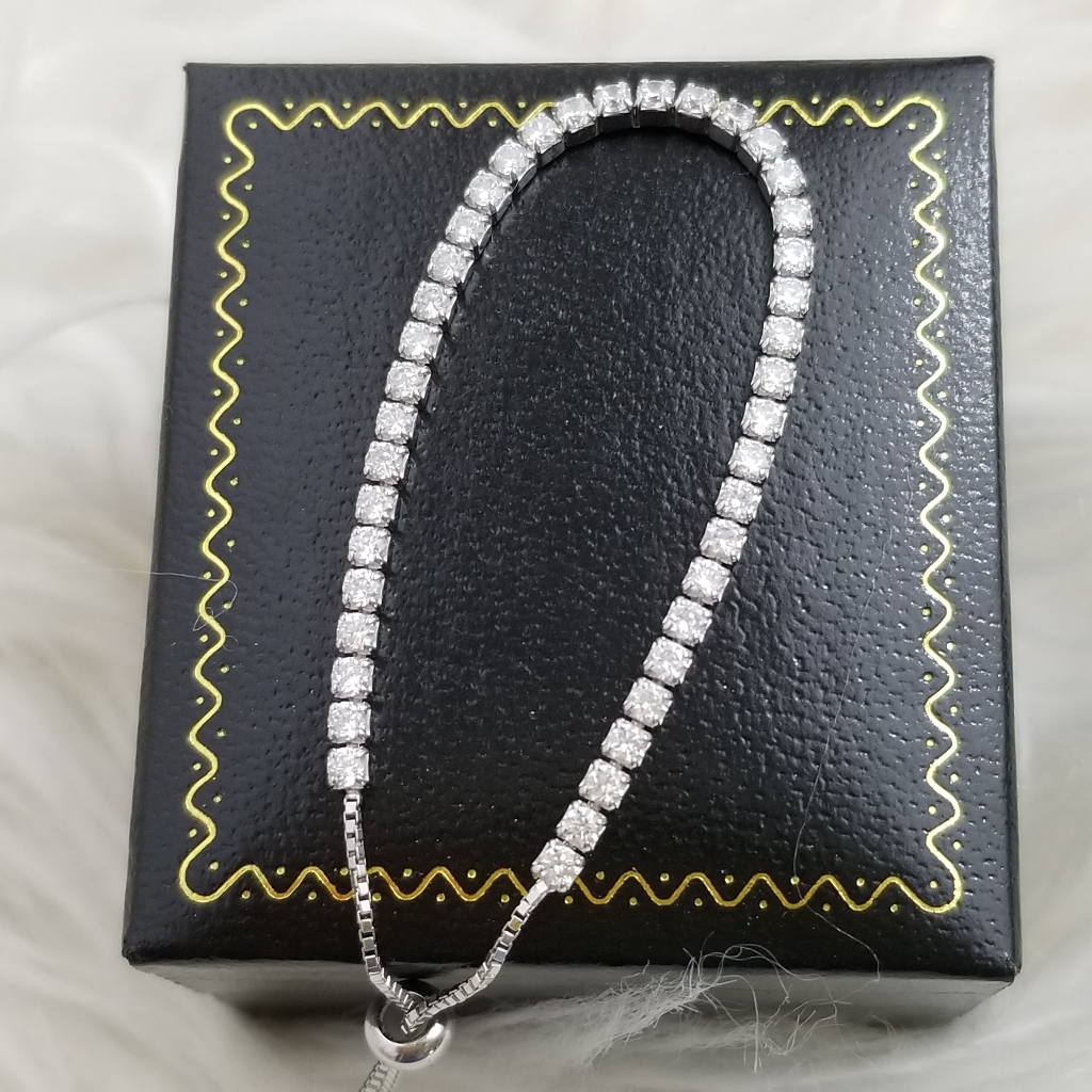 Savvy Cie Sterling Silver Cz Pull Tennis Bracelet 85$